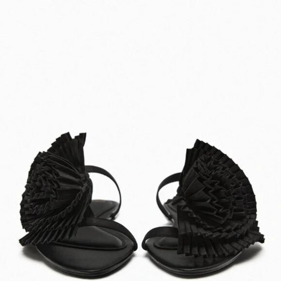 ZARA PLEATED FLAT SANDALS - Picture 6 of 8